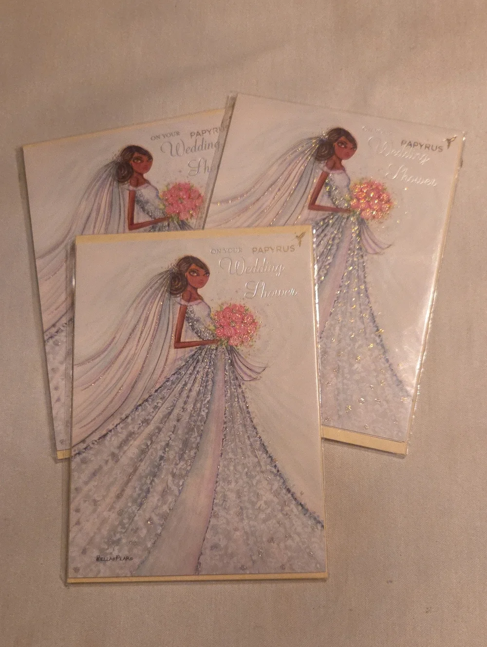 Papyrus Bridal Shower Cards (3) — White Gown with Pink Bouquet